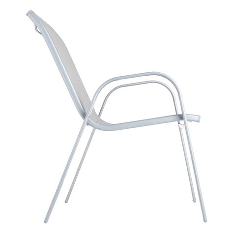 Stackable Grey Silver Sling Patio Chair | Outdoor Seating | At Home