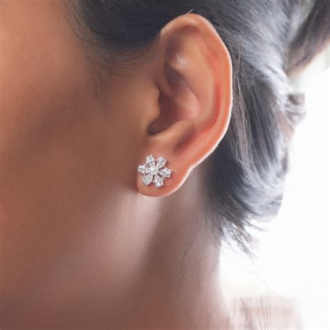 Silver Snowflake Stud Earrings 925 Silver for Women | Ivaana Silver