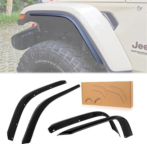 Amazon.com: Front & Rear Fenders Flares Extension for 2018-2024 Jeep Wrangler Rubicon, Rubicon ...