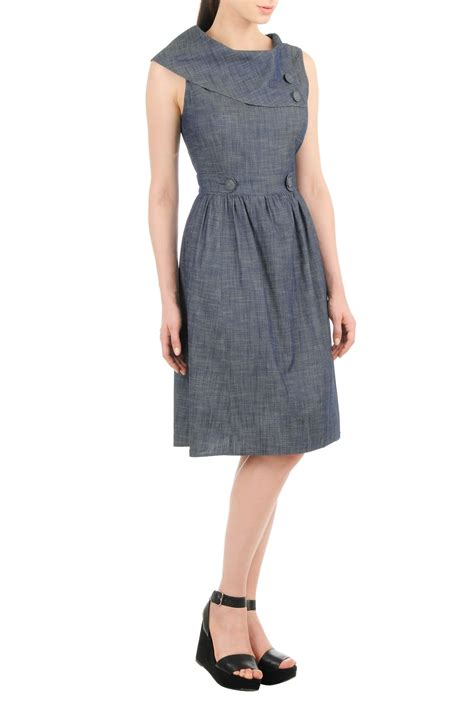 Vintage Denim Chambray Dresses | eShakti | Vintage clothes women ...