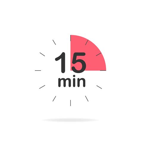 15 minutes timer. Stopwatch symbol in flat style. Isolated vector ...