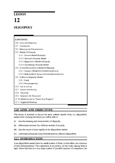 Oligopoly-12 - IT EXPLAINS MODELS, CHARACTERISTICS OF OLIGOPOLY ...