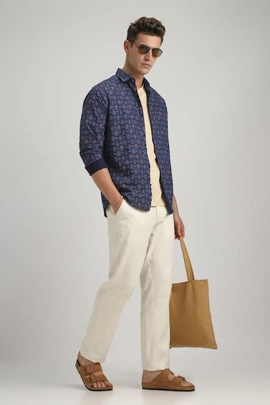 Buy Men Navy Print Full Sleeves Casual Shirt Online - 40225173 | Louis ...