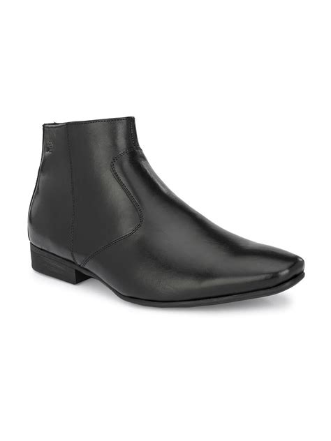Hitz Men's Black Leather Ankle Boot Shoes with Zip Closure – Hitz Shoes ...