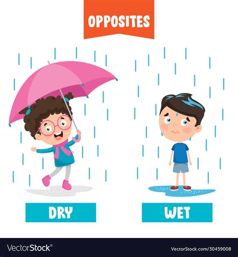 Opposite dry and wet stock vector. Illustration of child - 122658211