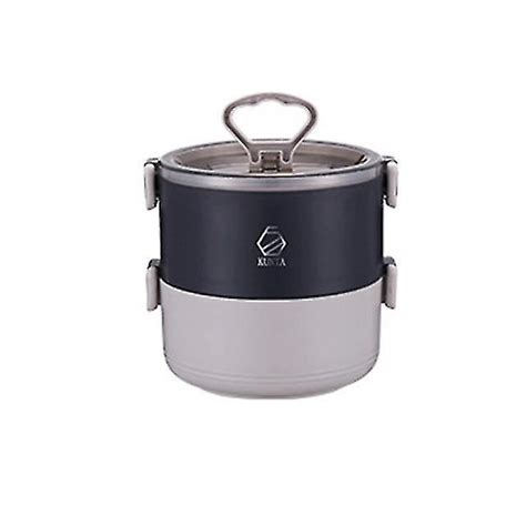 Stainless Steel Insulated Bento Lunch Box with 2 Containers & Handle ...