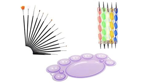 Buy Gugzy® 15pc Nail Art Painting Brushes with Palette Dish and 5pc ...