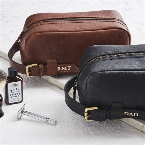 Leather Initial's Wash Bag With Buckle By Vida Vida
