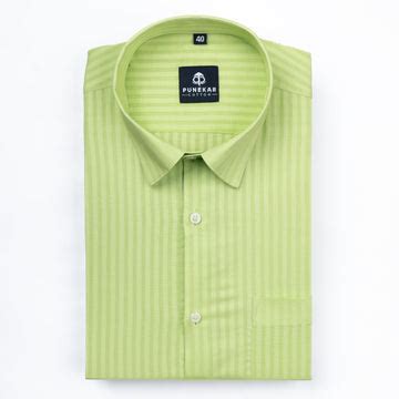 Light Green Color vertical Cotton stripe Shirt For Men – Punekar Cotton