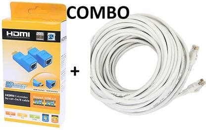 TERABYTE TV-out Cable HDMI Extender BY LAN Cable TX/RX Adapter + 12M ...