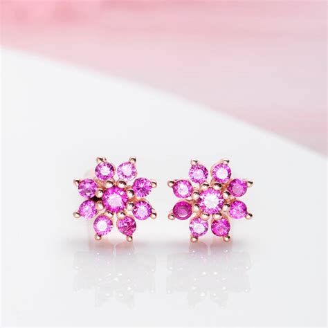 Rosegold Blooms 925 Sterling Silver Floral Earrings with a Touch of El ...