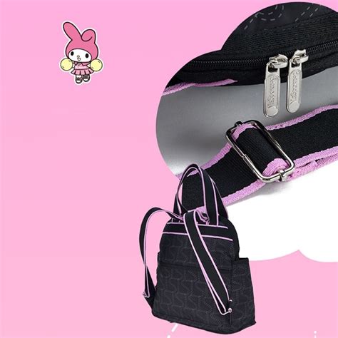 日本 LeSportsac X Sanrio My Melody 黑色帆布 DOUBLE TROUBLE 背囊, 兒童＆孕婦用品, 嬰兒及小童流行時尚 - Carousell