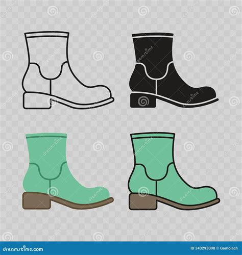Flat Vector Linear Male and Female Ankle Boots Icon Set Isolated. Boots ...