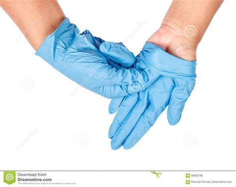 丢掉蓝色一次性手套的手 库存照片. 图片 包括有 丢掉蓝色一次性手套的手 - 96460796