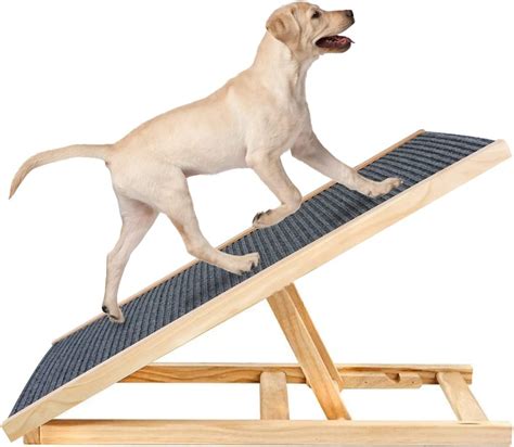 Amazon.com : UOIENRT Adjustable Dog Ramp, Wooden Non-Slip Folding Pet ...