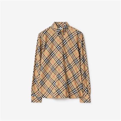 Relaxed Fit Check Cotton Shirt in Sand beige - Men | Burberry® Official