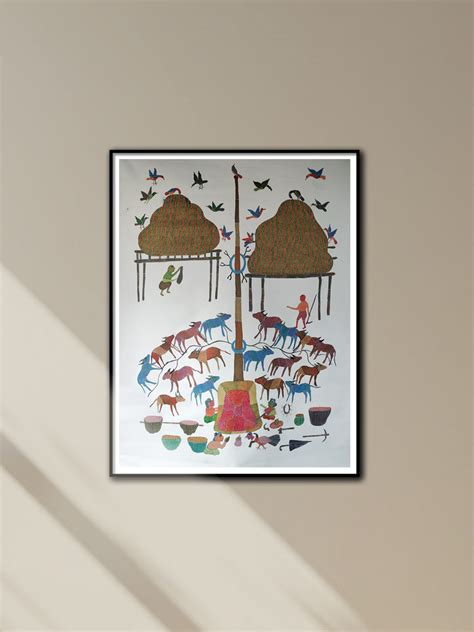 A Village Scene in Gond Art | Online for Sale in India