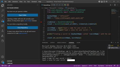 Image result for Azure Key Vault Vscode Python
