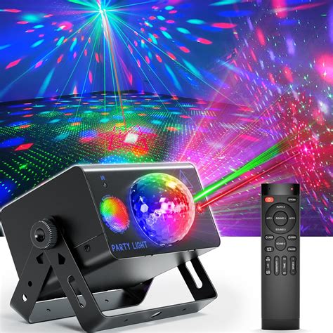 Disco Ball Light Party Lights, LED Sound Activated DJ Disco Light Stage ...