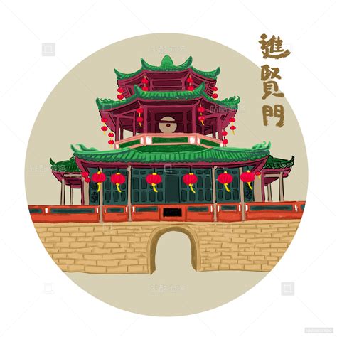 广东揭阳进贤门插画潮汕建筑插画_站酷海洛_正版图片_视频_字体_音乐素材交易平台_站酷旗下品牌