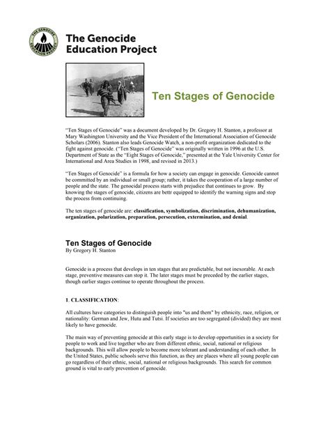 SOLUTION: Ten stages of genocide 1 - Studypool