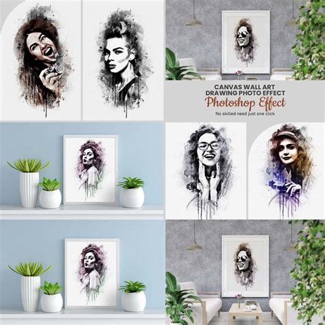 Canvas Wall Art Drawing Effect - MasterBundles