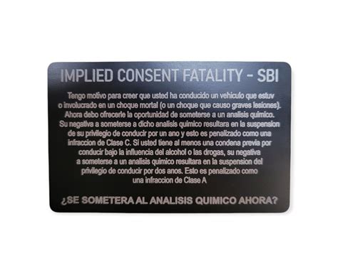 INDIANA Spanish Implied Consent Card - Indiana, Law Enforcement, Police ...