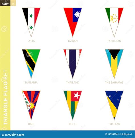 Triangle Flag Set, Stylized Country Flags Stock Vector - Illustration of label, flags: 173532841