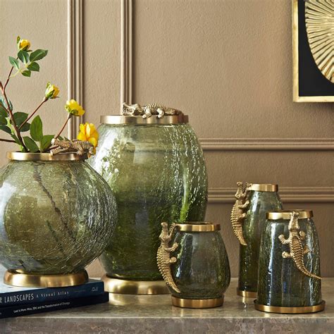 Buy Tropical Paradise Glass Crackle Crocodile Vase from Home Centre at ...