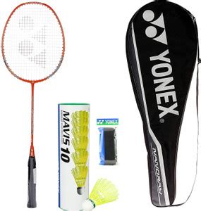 YONEX Badminton Kit-1 Nanoray 72 Light Racket, 6 Shuttle, 1 Grip Orange ...