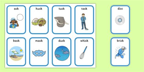 Word Final SC SK Playing Cards (teacher made)