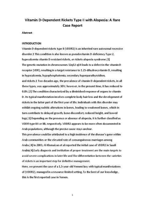 Case Report: Vitamin D-Dependent Rickets Type II with Alopecia - Studocu