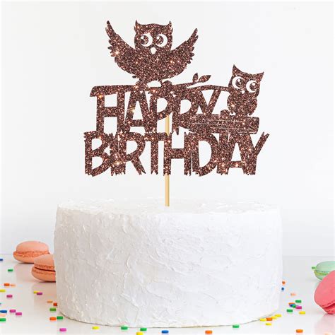 Buy Felezon Brown Owl Happy Birthday Cake Topper, Baby Shower / Owl ...