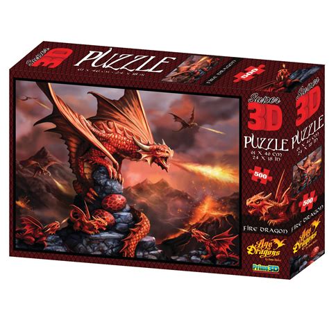Anne Stokes Fire Dragon 3D Jigsaw Puzzle 500 Piece Multi-colour- Buy ...