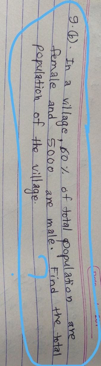in a village, 60% of total population are female and 5000 are male ...