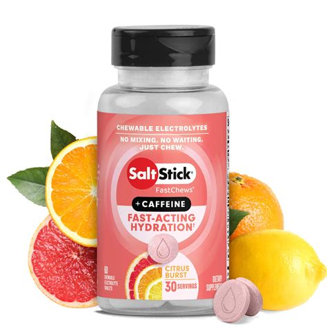 Saltstick Electrolyte Fastchews With Caffeine 60 Citrus Burst Chewable ...