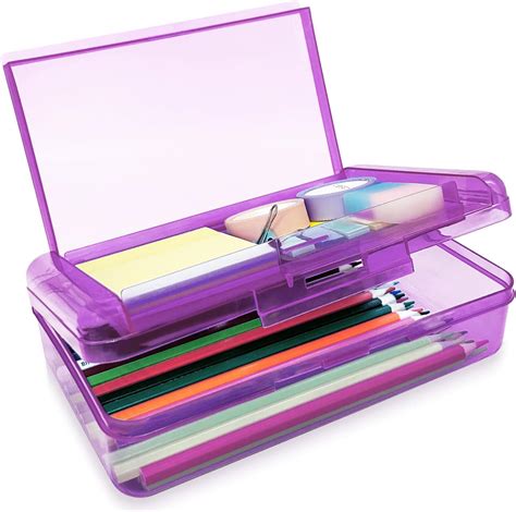 Amazon.com: Nuozme Double Layer Large Capacity Pencil Box,Plastic ...