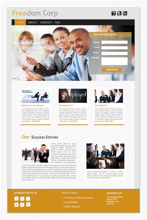 Design for a simple one page responsive layout for a investment ...