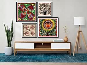Artdarshan Vibrant Colourful Madhubani Art Handmade Painting| Set of 4 ...