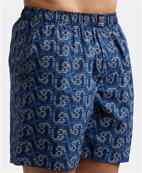 Buy Super Combed Mercerized Cotton Woven Printed Boxer Shorts with Side ...