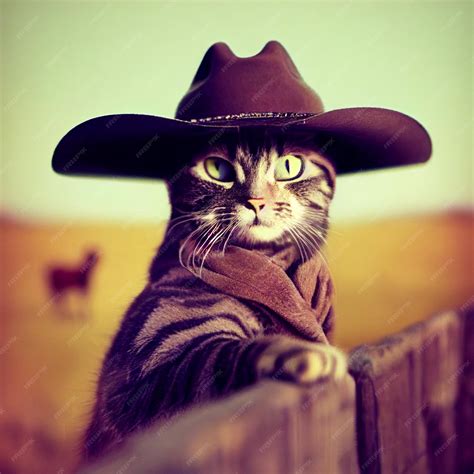 Premium Photo | Cowboy cat with hat western illustration