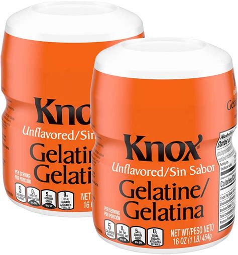 Knox Plain Unflavored Gelatine - 1 lb, Set of 2 for Desserts & Baking ...