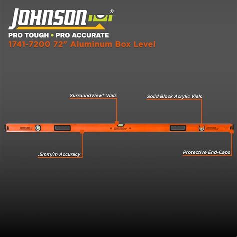Johnson Level Aluminum 72-in 3 Vial Box Beam Level 1741-7200 at Lowes.com