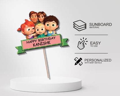 Coco Melon theme boy Cake topper | Personalized Party Supplies India