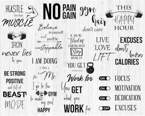 Motivational Workout Svg Sayings for Men, Fitness Exercise Quotes ...