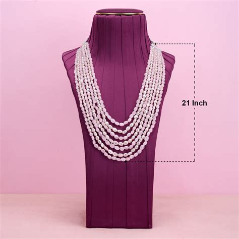 Natural rose quartz and peal 7 layer necklace – Abaran Timeless ...