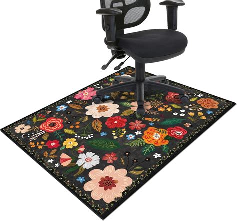 Office Chair Mat for Hardwood & Tile Floor,Boho Floral 36"x48" Computer ...