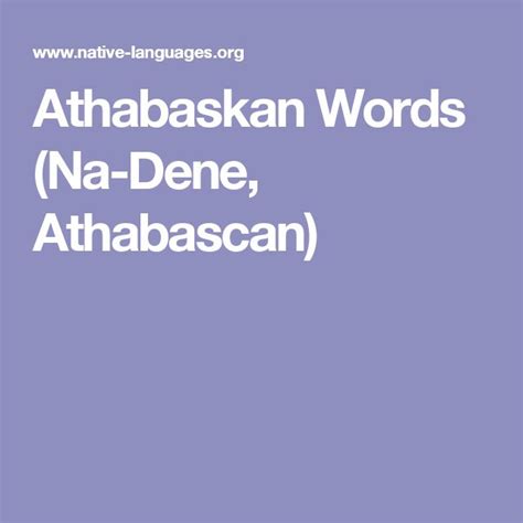 Explore the Rich World of Athabaskan Words