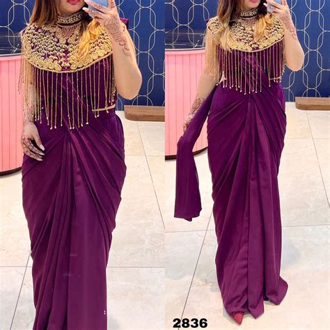 RUTBA KHAN inspired Pre Draped Saree with Cape for Women -FOF0001RWSP ...