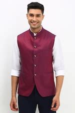 Buy Men Printed Maroon Party Nehru Jacket Online - 39708300 | Allen Solly